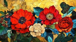 绚丽多彩花卉油画艺术图