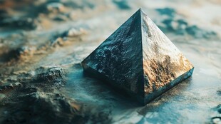 神秘金属金字塔岩石背景