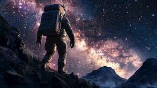 宇航员漫步浩瀚星空