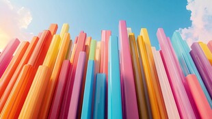 彩色柱林 梦幻视觉盛宴