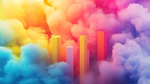 梦幻云海中的多彩柱状物