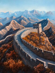 秋日壮丽长城蜿蜒群山间