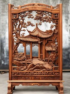 中式木雕屏风 古韵雅致