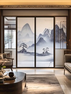中式山水屏风客厅雅致景