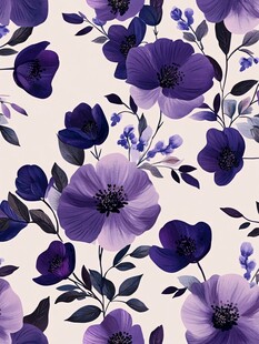 紫色花卉无缝图案背景