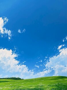 蓝天绿地风景图