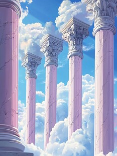 梦幻云端的古典罗马柱