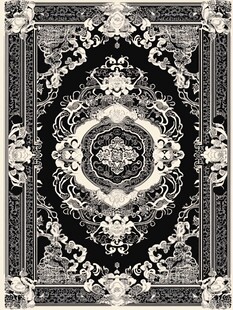 古典奢华黑白花纹地毯图案