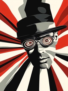 复古风格旋纹眼镜人物插画