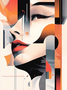 抽象几何风格女性面部特写