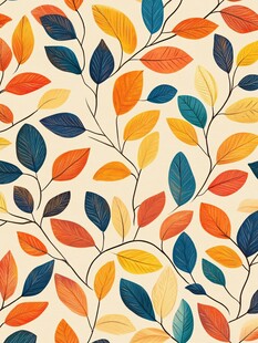 多彩秋叶无缝图案背景