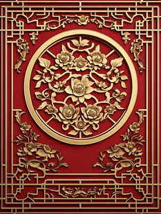 中式金红雕花传统装饰图