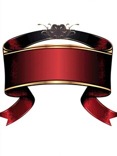 红色华丽装饰性丝带横幅