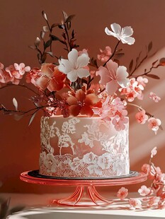 浪漫花卉装饰精美蛋糕