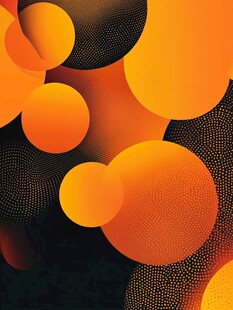 橙色圆形抽象几何背景图