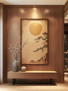 中式玄关 挂画与雅致摆件