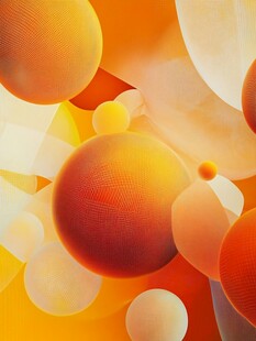 橙色立体圆球抽象背景图