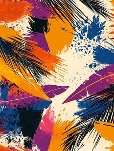 多彩抽象热带叶片图案