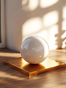 阳光下的白色球体摆件
