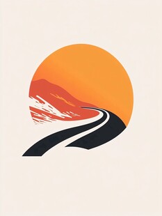 落日下的蜿蜒公路美景