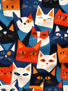 多彩猫咪图案的趣味画面