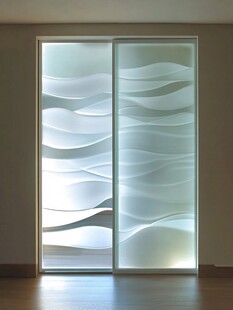 波浪纹磨砂玻璃推拉门
