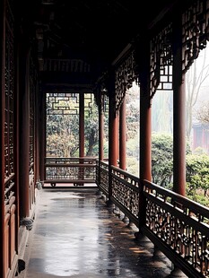 古色古香中式长廊景致