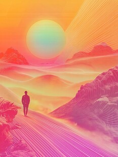 梦幻旅人漫步绚烂山间