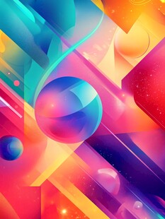 炫彩几何流体抽象背景图