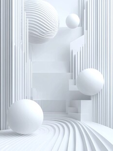 白色极简3D空间场景