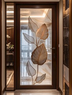 金属叶纹玻璃入户门设计