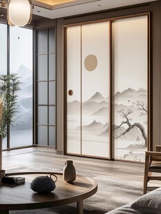 中式禅意风客厅滑动门设计