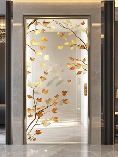 秋韵枫叶玻璃门装饰