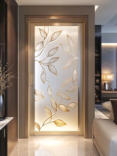 金叶雕花玻璃隔断美如画