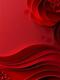红色立体纸艺花朵背景图