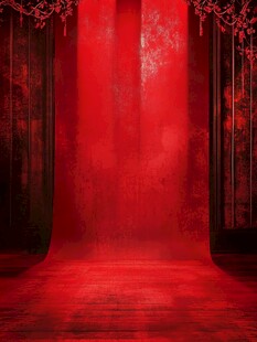 红色神秘舞台背景场景