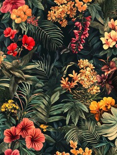 热带花卉植物图案背景