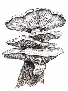 手绘堆叠平菇图案