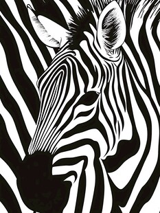 斑马头部特写黑白艺术图