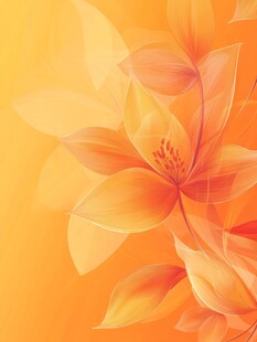 橙色梦幻花卉背景图