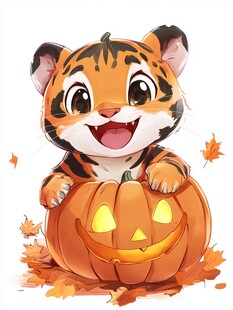 萌虎与南瓜的秋日奇遇