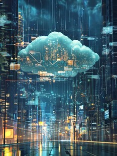 云端城市夜景科技幻想