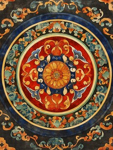 传统中式圆形精美花纹图案