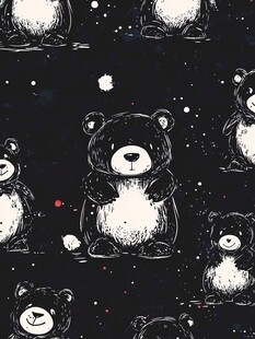 可爱小熊黑色背景图案