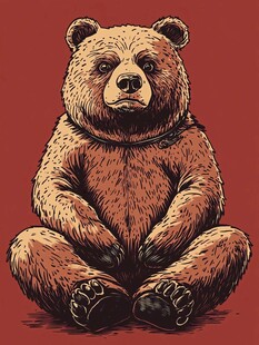 坐姿棕熊插画