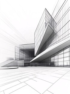 现代建筑线条草图设计