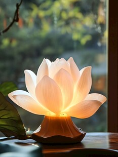 莲花造型台灯点亮温馨一刻