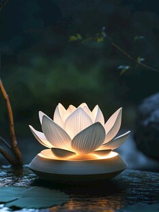 莲花造型夜灯点亮静谧氛围