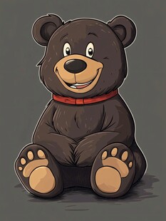 可爱黑熊坐立卡通形象