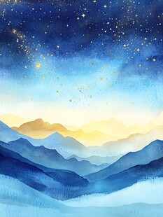 梦幻星空下的山峦美景